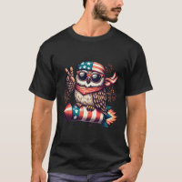 Peace Sign Hand Owl Firework American Usa Flag 4th