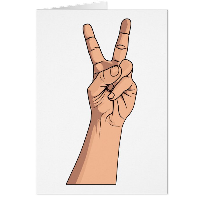 Peace Sign ~ Hand Signs Gestures V For Victory 2 Greeting Card