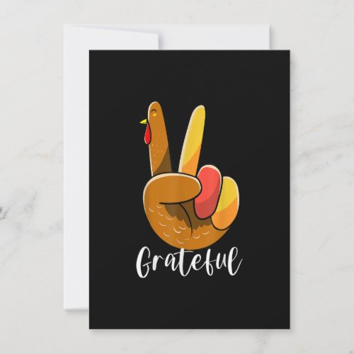 Peace Sign Hand Turkey Thanksgiving Grateful Women Invitation