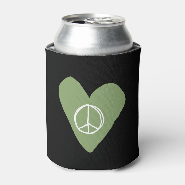 Peace Sign Heart Can Cooler (Can Front)