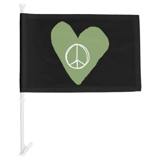 Peace Sign Heart Car Flag (Front)