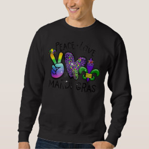Peace Sign Heart Fleur De Lis Hippie Peace Love Ma Sweatshirt