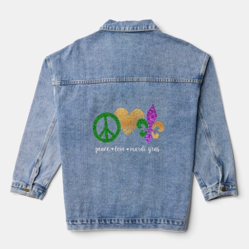 Peace Sign Heart Fleur De Lys Hippie Peace Love Ma Denim Jacket