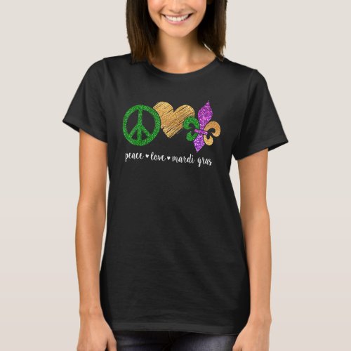 Peace Sign Heart Fleur De Lys Hippie Peace Love Ma T_Shirt