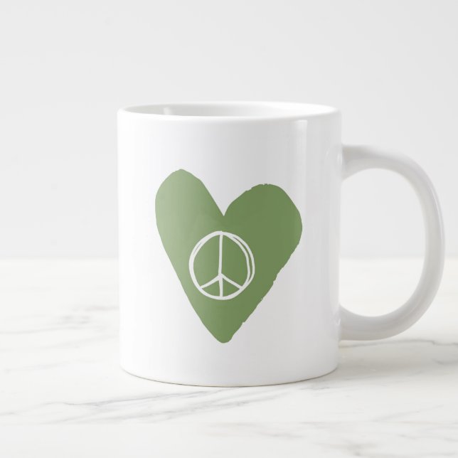 Peace Sign Heart Giant Coffee Mug (Right)