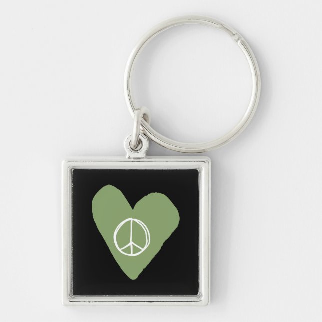 Peace Sign Heart Keychain (Front)