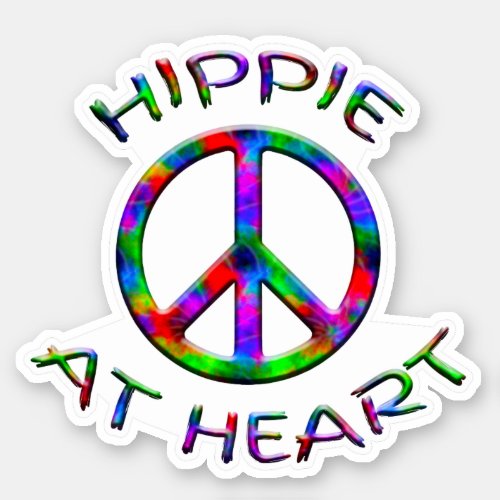 Peace Sign Hippie At Heart Colorful Contour Sticke Sticker