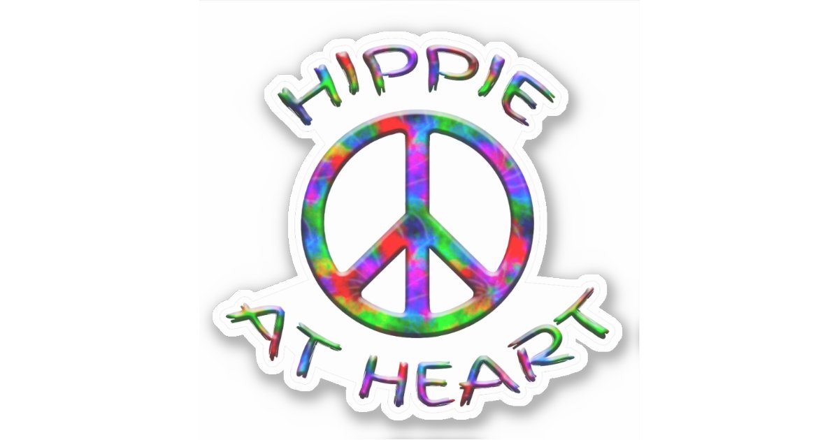 Download Peace Sign Hippie At Heart Colorful Contour Sticke Sticker Zazzle Com