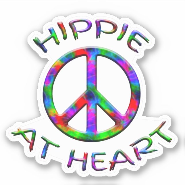 Peace Sign Hippie At Heart Colorful Contour Sticke Sticker (Front)