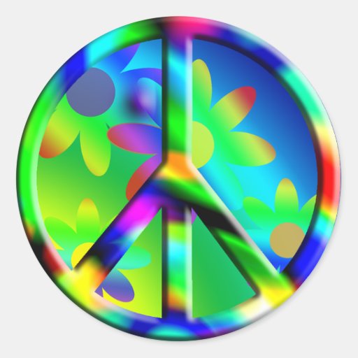 Peace Sign Hippie Flower Power Sticker | Zazzle
