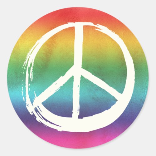Peace Sign Hippie Symbol Tie_Dye Rainbow Hope Classic Round Sticker