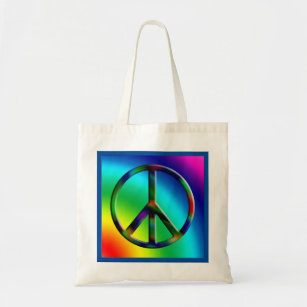 Peace Sign Hippie Tote Bag