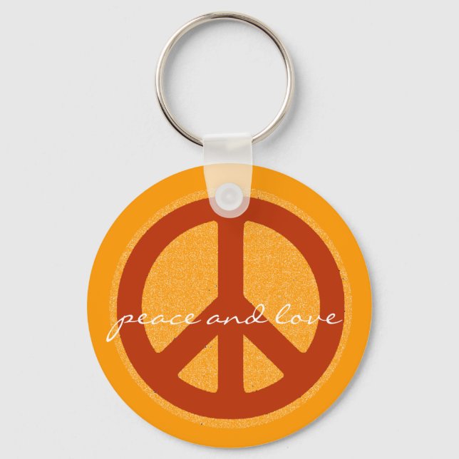 peace sign, hippies retro keychain (Front)