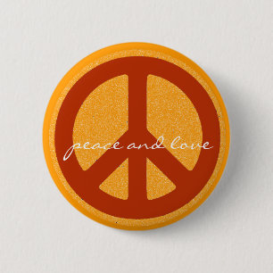 peace sign, hippies retro pinback button