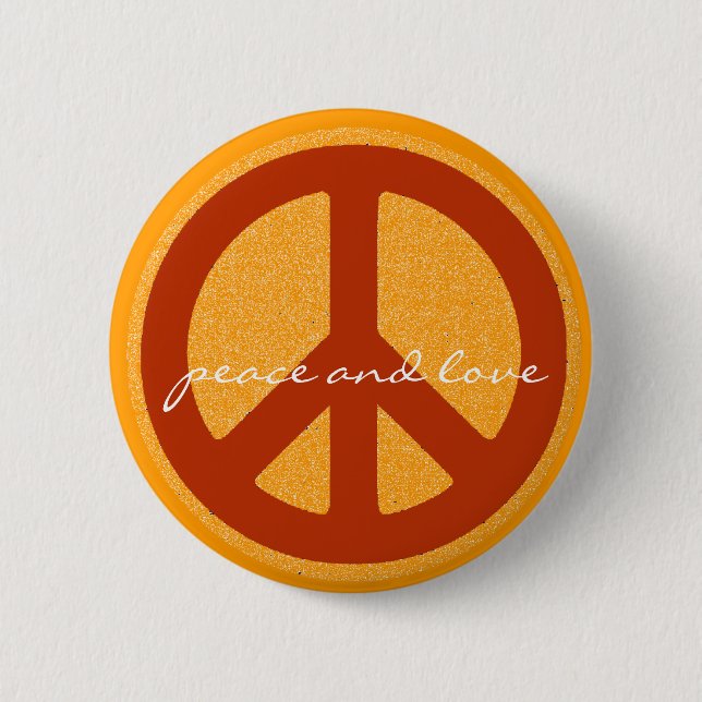 peace sign, hippies retro pinback button (Front)