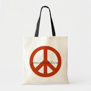peace sign, hippies retro tote bag