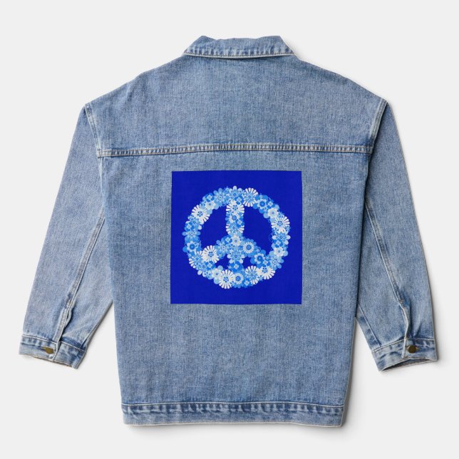 Peace Sign in Blue Denim Jacket (Back)