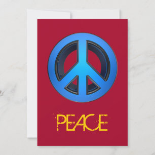 Peace sign in blue invitation