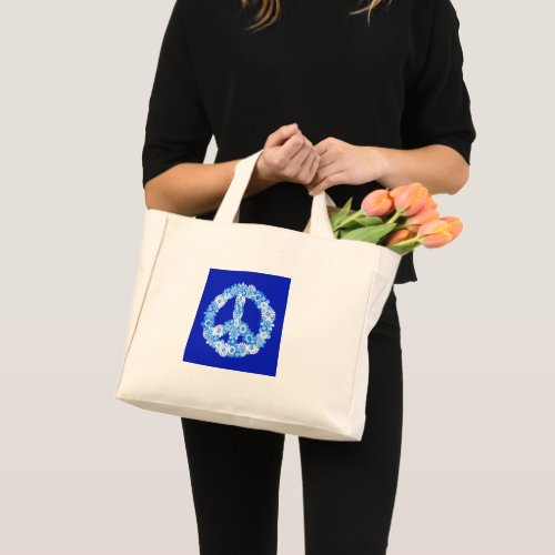 Peace Sign in Blue Mini Tote Bag