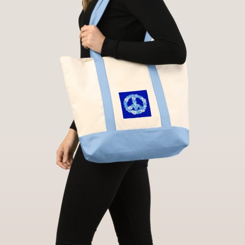 Peace Sign in Blue Tote Bag