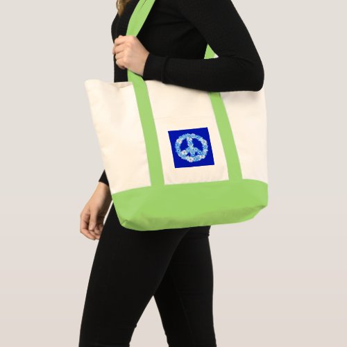 Peace Sign in Blue Tote Bag