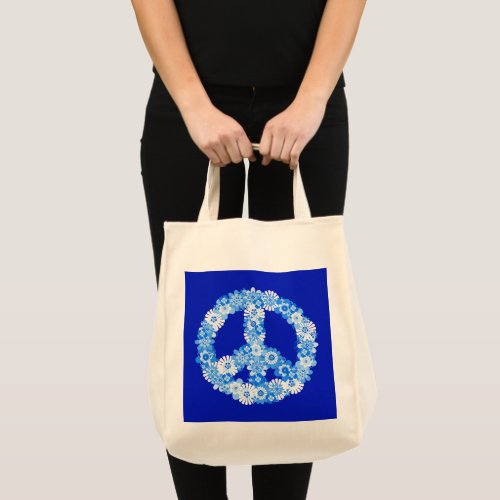 Peace Sign in Blue Tote Bag