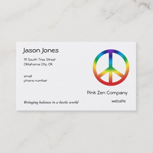 Customizable Peace Sign in Chakra Colors Business Cards
