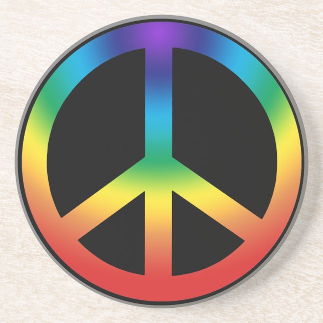 Peace Sign in Chakra Colors Drink Coaster (Front)