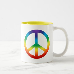Peace Sign in Chakra Colors Two-Tone Coffee Mug