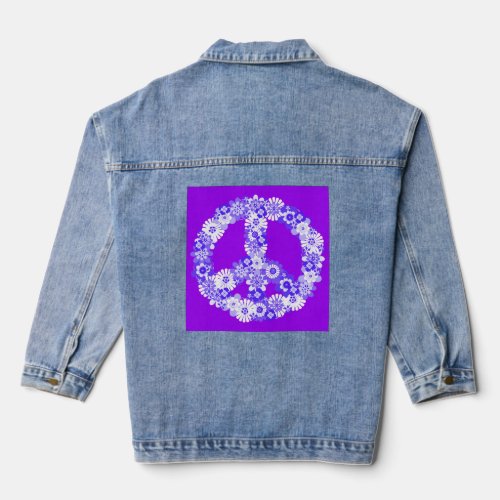 Peace Sign in Purple and White Denim Jacket