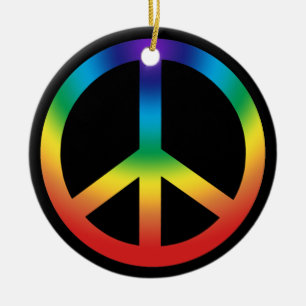 Peace Sign in Rainbow colors Ceramic Ornament