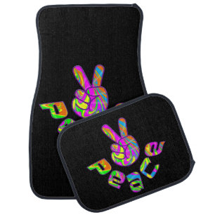 Peace Sign in Tie Dye Car Mats