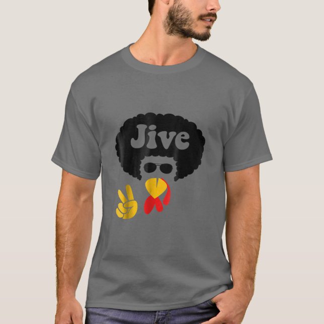 Peace Sign Jive Turkey Face Funny Thanksgiving Shi T-Shirt (Front)