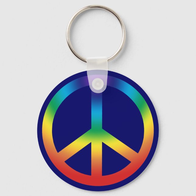 Peace Sign Keychain in Chakra Colors (Front)