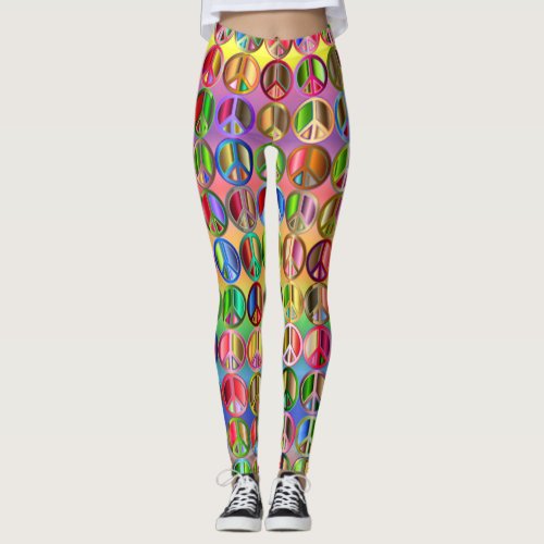 Peace Sign Leggings Overall Neons