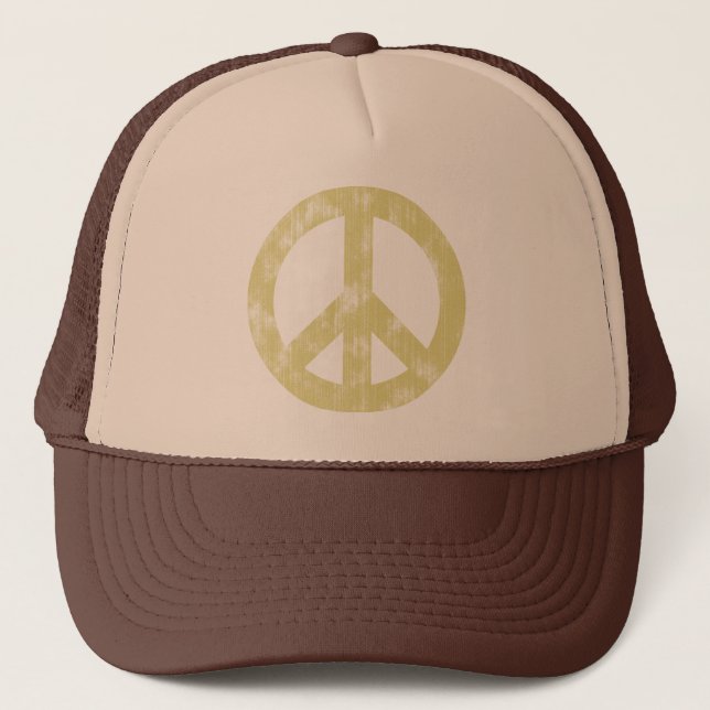 Peace sign light distressed trucker hat (Front)