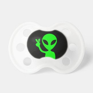 Peace Sign Little Green Alien Pacifier