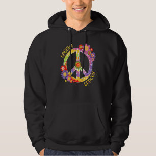 Peace Sign Love 1960s 1970s  Groovy Hippie Hoodie