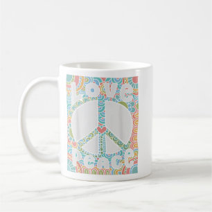 PEACE SIGN LOVE 1960s 1970s Shirt Tie Dye Groovy H Coffee Mug