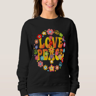 Peace Sign Love 1960s 1970s  Tie Dye Groovy Hippie Sweatshirt