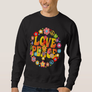 Peace Sign Love 1960s 1970s  Tie Dye Groovy Hippie Sweatshirt