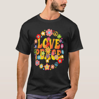 Peace Sign Love 1960s 1970s  Tie Dye Groovy Hippie T-Shirt