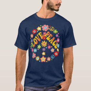 Peace Sign Love 1960s 1970s  Tie Dye Groovy Hippie T-Shirt
