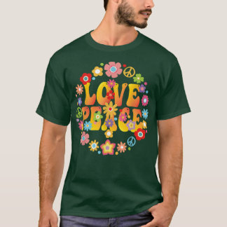 PEACE SIGN LOVE 1960s 1970s  Tie Dye Groovy Hippie T-Shirt