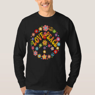 Peace Sign Love 1960s 1970s Tie Dye Groovy Hippie T-Shirt