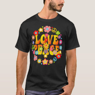 PEACE SIGN LOVE 1960s 1970s Tie Dye Groovy Hippie T-Shirt