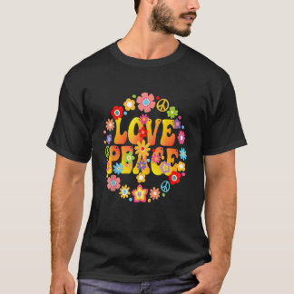 Peace Sign Love 1960s 1970s  Tie Dye Groovy Hippie T-Shirt