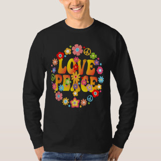 Peace Sign Love 1960s 1970s  Tie Dye Groovy Hippie T-Shirt