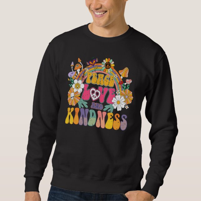PEACE SIGN LOVE 60s 70 Hippie Groovy Vibes Hallowe Sweatshirt (Front)