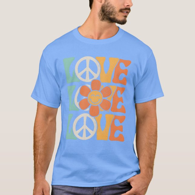 Peace Sign Love 60s 70s Costume 70heme Party frien T-Shirt (Front)